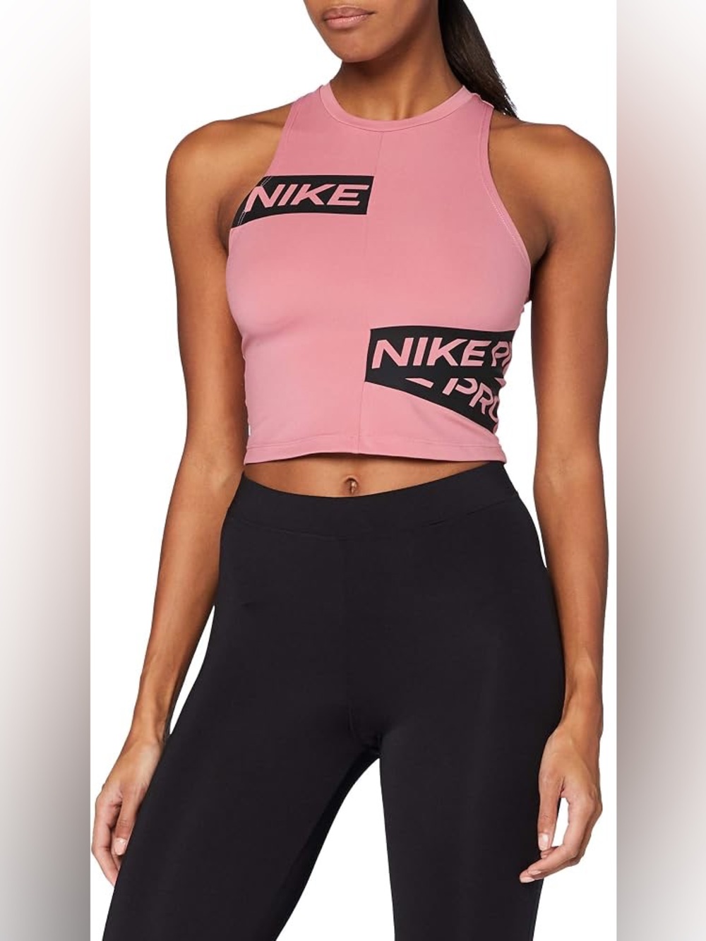 Nike Pro Womens Small Pink Sleeveless Training Crop Tank Top w/ Logo Sz Small
